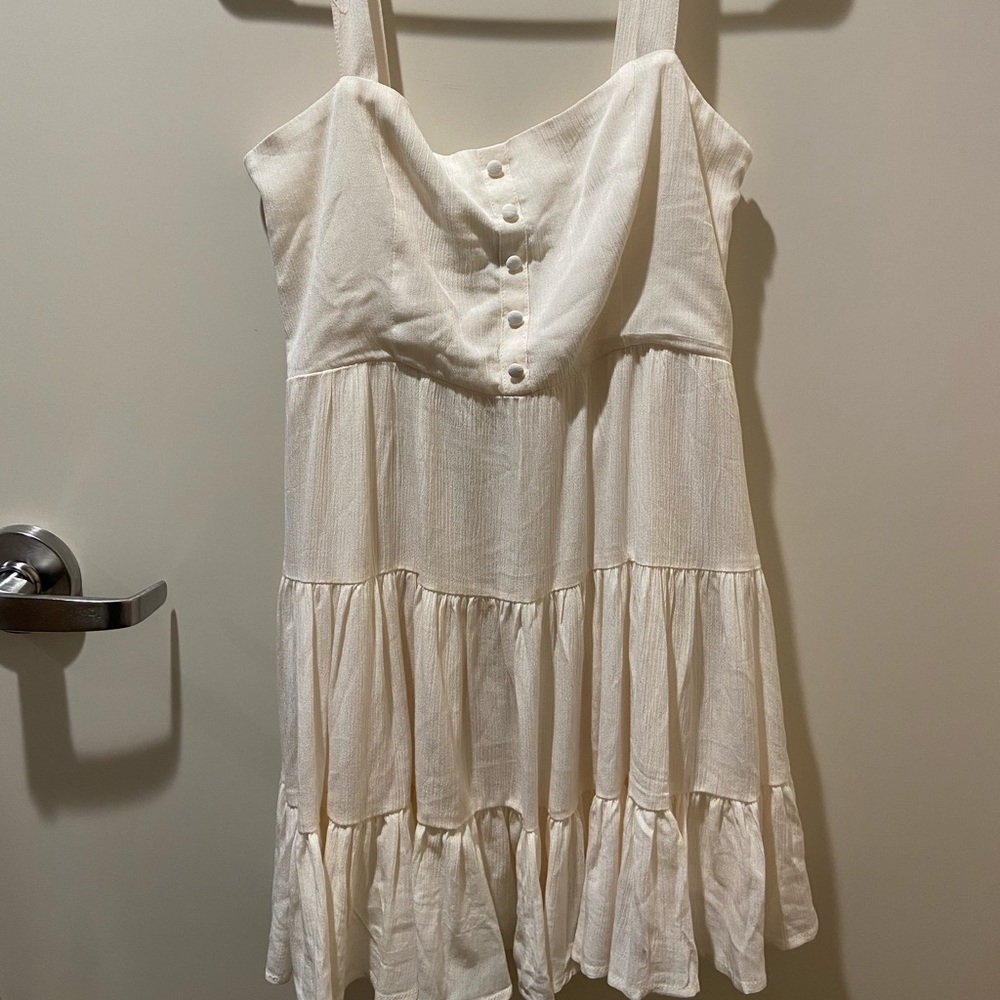 Cream White Fit & Flare Tiered Mini Dress